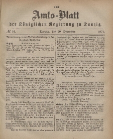 Amts-Blatt der Königlichen Regierung zu Danzig, 20. Dezember 1871, Nr. 51
