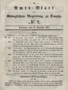 Amts-Blatt der Königlichen Regierung zu Danzig, 18. Februar 1857, Nr. 7