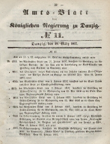 Amts-Blatt der Königlichen Regierung zu Danzig, 18. März 1857, Nr. 11