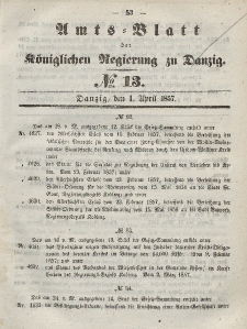 Amts-Blatt der Königlichen Regierung zu Danzig, 1. April 1857, Nr. 13