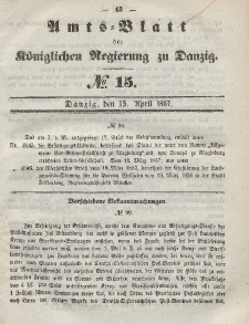 Amts-Blatt der Königlichen Regierung zu Danzig, 15. April 1857, Nr. 15