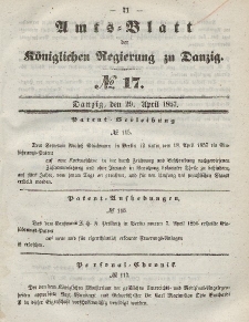 Amts-Blatt der Königlichen Regierung zu Danzig, 29. April 1857, Nr. 17