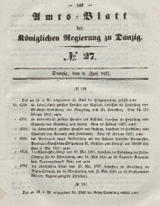Amts-Blatt der Königlichen Regierung zu Danzig, 8. Juli 1857, Nr. 27