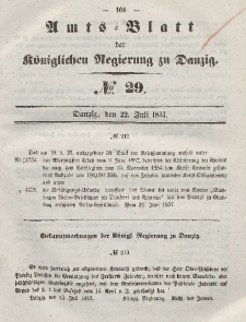 Amts-Blatt der Königlichen Regierung zu Danzig, 22. Juli 1857, Nr. 29