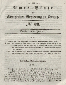 Amts-Blatt der Königlichen Regierung zu Danzig, 29. Juli 1857, Nr. 30