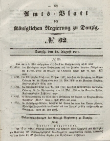 Amts-Blatt der Königlichen Regierung zu Danzig, 12. August 1857, Nr. 32