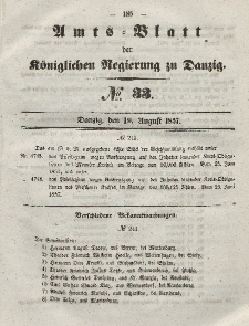 Amts-Blatt der Königlichen Regierung zu Danzig, 19. August 1857, Nr. 33