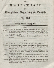 Amts-Blatt der Königlichen Regierung zu Danzig, 26. August 1857, Nr. 34