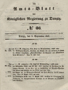 Amts-Blatt der Königlichen Regierung zu Danzig, 9. September 1857, Nr. 36