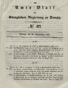 Amts-Blatt der Königlichen Regierung zu Danzig, 16. September 1857, Nr. 37