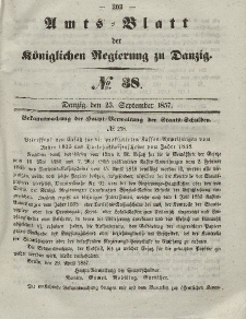 Amts-Blatt der Königlichen Regierung zu Danzig, 23. September 1857, Nr. 38
