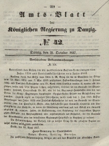 Amts-Blatt der Königlichen Regierung zu Danzig, 21. Oktober 1857, Nr. 42