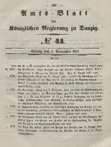 Amts-Blatt der Königlichen Regierung zu Danzig, 4. November 1857, Nr. 44