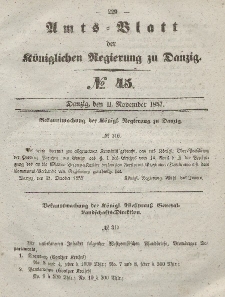 Amts-Blatt der Königlichen Regierung zu Danzig, 11. November 1857, Nr. 45