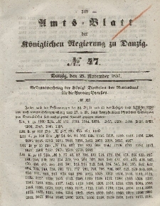 Amts-Blatt der Königlichen Regierung zu Danzig, 25. November 1857, Nr. 47