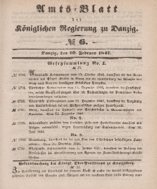 Amts-Blatt der Königlichen Regierung zu Danzig, 10. Februar 1847, Nr. 6