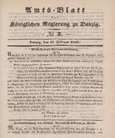 Amts-Blatt der Königlichen Regierung zu Danzig, 17. Februar 1847, Nr. 7