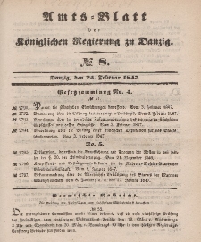 Amts-Blatt der Königlichen Regierung zu Danzig, 24. Februar 1847, Nr. 8