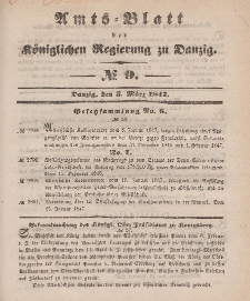 Amts-Blatt der Königlichen Regierung zu Danzig, 3. März 1847, Nr. 9