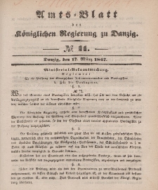 Amts-Blatt der Königlichen Regierung zu Danzig, 17. März 1847, Nr. 11