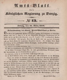 Amts-Blatt der Königlichen Regierung zu Danzig, 31. März 1847, Nr. 13