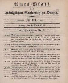 Amts-Blatt der Königlichen Regierung zu Danzig, 7. April 1847, Nr. 14