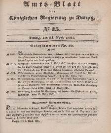 Amts-Blatt der Königlichen Regierung zu Danzig, 14. April 1847, Nr. 15