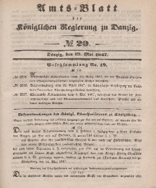 Amts-Blatt der Königlichen Regierung zu Danzig, 19. Mai 1847, Nr. 20