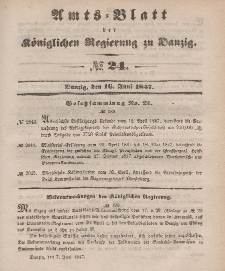 Amts-Blatt der Königlichen Regierung zu Danzig, 16. Juni 1847, Nr. 24