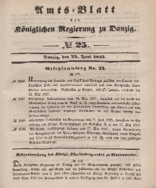 Amts-Blatt der Königlichen Regierung zu Danzig, 23. Juni 1847, Nr. 25