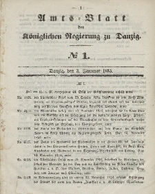 Amts-Blatt der Königlichen Regierung zu Danzig, 3. Januar 1855, Nr. 1