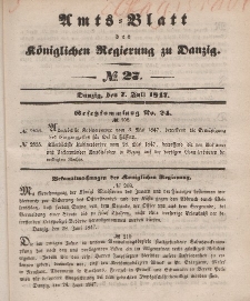 Amts-Blatt der Königlichen Regierung zu Danzig, 7. Juli 1847, Nr. 27