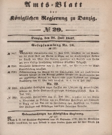Amts-Blatt der Königlichen Regierung zu Danzig, 21. Juli 1847, Nr. 29