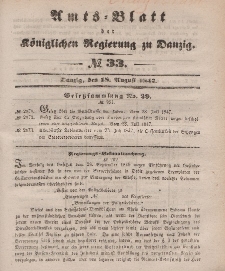 Amts-Blatt der Königlichen Regierung zu Danzig, 18. August 1847, Nr. 33