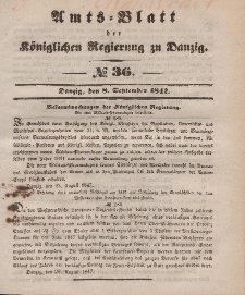 Amts-Blatt der Königlichen Regierung zu Danzig, 8. September 1847, Nr. 36