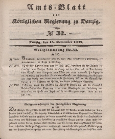 Amts-Blatt der Königlichen Regierung zu Danzig, 15. September 1847, Nr. 37