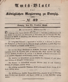 Amts-Blatt der Königlichen Regierung zu Danzig, 20. Oktober 1847, Nr. 42