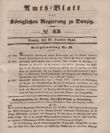 Amts-Blatt der Königlichen Regierung zu Danzig, 27. Oktober 1847, Nr. 43