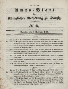 Amts-Blatt der Königlichen Regierung zu Danzig, 7. Februar 1855, Nr. 6
