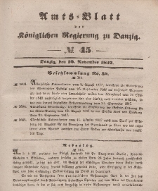 Amts-Blatt der Königlichen Regierung zu Danzig, 10. November 1847, Nr. 45