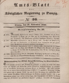 Amts-Blatt der Königlichen Regierung zu Danzig, 17. November 1847, Nr. 46