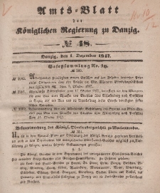 Amts-Blatt der Königlichen Regierung zu Danzig, 1. Dezember 1847, Nr. 48