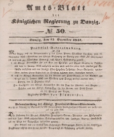 Amts-Blatt der Königlichen Regierung zu Danzig, 15. Dezember 1847, Nr. 50