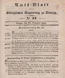 Amts-Blatt der Königlichen Regierung zu Danzig, 22. Dezember 1847, Nr. 51