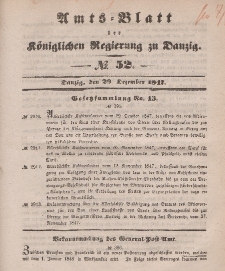 Amts-Blatt der Königlichen Regierung zu Danzig, 29. Dezember 1847, Nr. 52