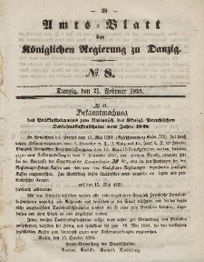 Amts-Blatt der Königlichen Regierung zu Danzig, 21. Februar 1855, Nr. 8