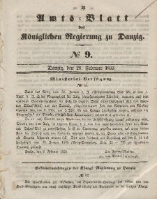 Amts-Blatt der Königlichen Regierung zu Danzig, 28. Februar 1855, Nr. 9