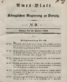 Amts-Blatt der Königlichen Regierung zu Danzig, 14. Januar 1846, Nr. 2