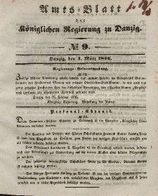 Amts-Blatt der Königlichen Regierung zu Danzig, 4. März 1846, Nr. 9