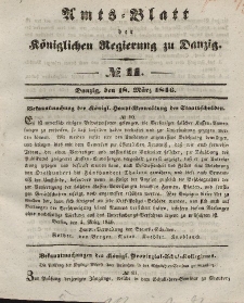 Amts-Blatt der Königlichen Regierung zu Danzig, 18. März 1846, Nr. 11
